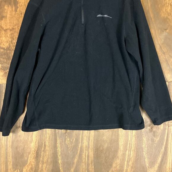 Eddie Bauer Mens Sweatshirt Black Fleece 1/4 Zip Outdoor Long Sleeve Large - Picture 3 of 12